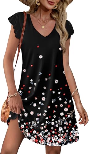 OFEEFAN Womens Spring Summer Dresses 2026 Seniors Sundresses Beach Vacation Clothes Boho Casual Elegant Classy Outfits Print 08 L - Image 1