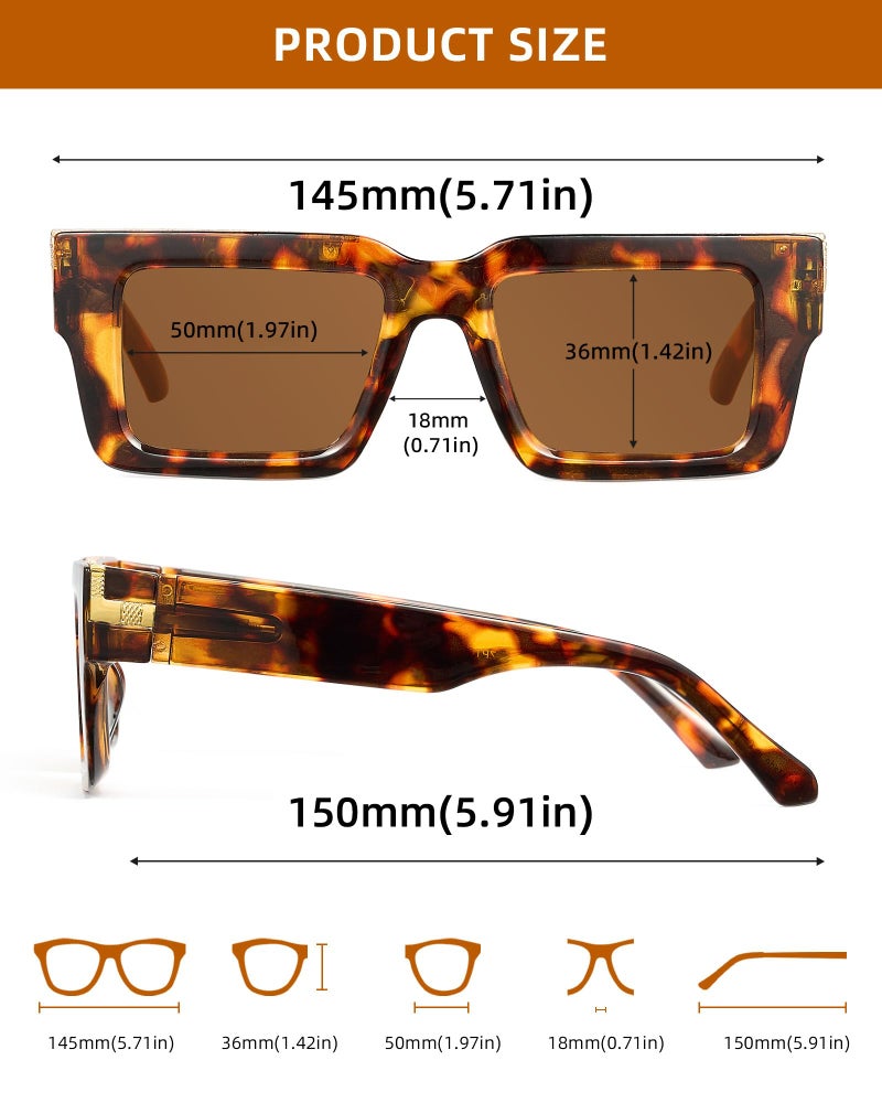 JM Fully Magnified Reader Sunglasses Women with Spring Hinge, Trendy Square Sunglasses with Readers Built-in 3 Pack +1.75 - Image 5