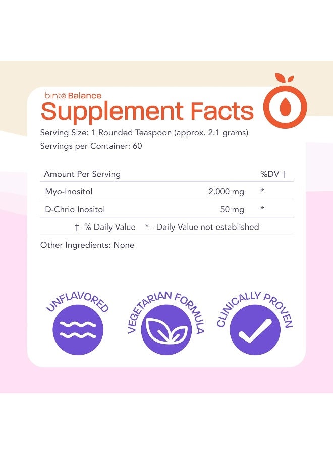 Binto Inositol Powder Mix | 60-Day Supply | 40:1 Ratio of Myo and D-Chiro Inositol | Hormone Balance and Ovulation Support | Preservative Free - Image 2