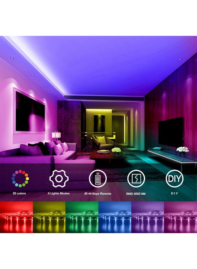 DAYBETTER SMD 5050 Remote Control Led Strip Lights 20ft, RGB Color Changing Led Strip with Remote Control for Room, Bedroom, Suitable for Home Decor, Living Room, Kitchen, Home Party Decoration, 12V - Image 2