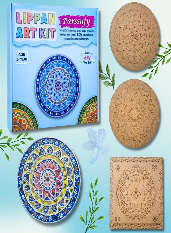 Parssufy مجموعة بارسوفي ليبان الفنية لتزيين الجدران - 3 ألواح MDF مقاس 8 بوصات مُعلّمة مسبقًا مع ألوان أكريليك، طين، مرايا حرفية، فرش وحامل | مجموعة فنون الطين التقليدية للأطفال والكبار - Image 4