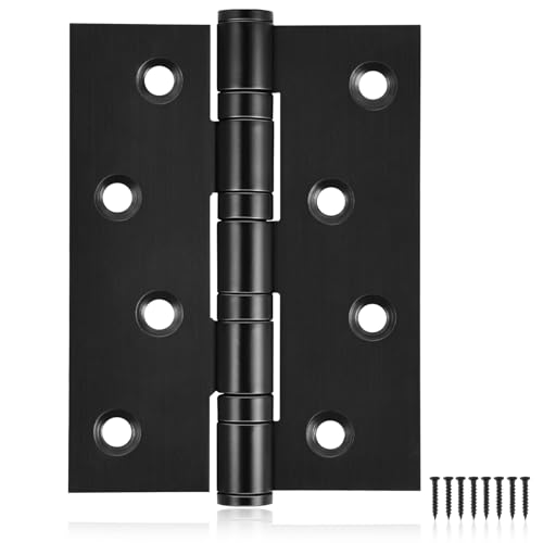 MOZCORN 6-Pack Black Door Hinges, 4 Inch Heavy Duty Stainless Steel Hinge for Interior Exterior Doors, Max Loading 150LB, Matte Black Ball Bearing Hinges with Screws, Smooth and Quiet - Image 1