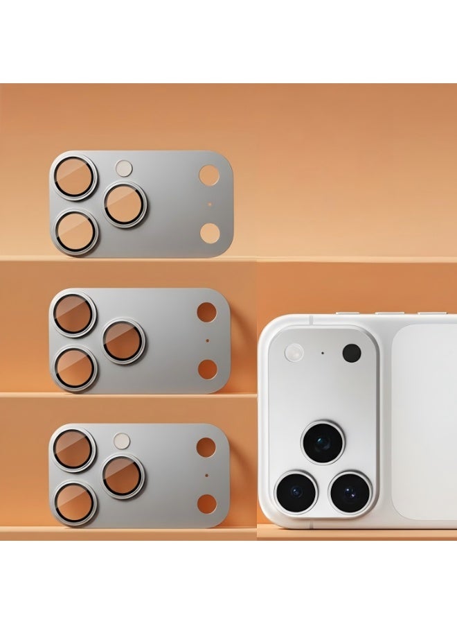 For iPhone 17 Pro Camera Lens Protector Tempered Glass Camera Cover Screen Metal Ring Case Friendly Scratch Resistant Easy to Install - Silver - Image 3