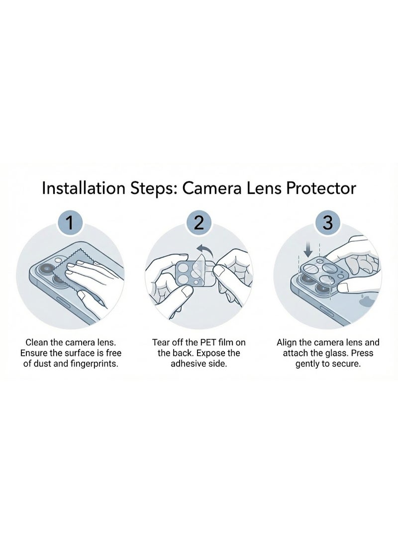 For iPhone 17 Pro Camera Lens Protector Tempered Glass Camera Cover Screen Metal Ring Case Friendly Scratch Resistant Easy to Install - Silver - Image 2