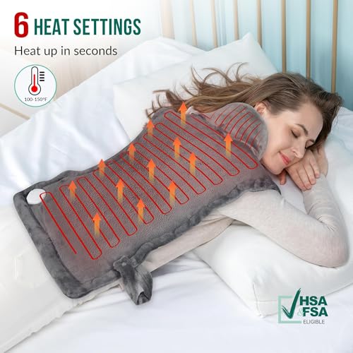 Snailax Heating Pad for Neck and Shoulders and Back, Large Heating Pad for Neck and Shoulders, Electric Heated Wrap, 6 Heat Settings & Auto Shut Off, Washable,Gifts - Image 3