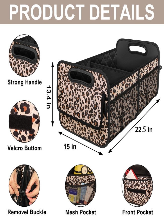 Deosk Car Trunk Organizer with 6 Big Pockets - 70L Waterproof Polyester Storage for SUVs, Minivans, Trucks - Car Accessory for Women and Men (Large, Leopard Print) - Image 3