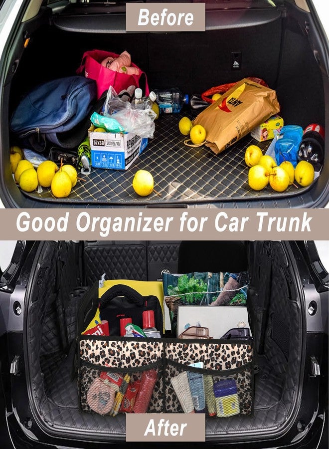 Deosk Car Trunk Organizer with 6 Big Pockets - 70L Waterproof Polyester Storage for SUVs, Minivans, Trucks - Car Accessory for Women and Men (Large, Leopard Print) - Image 5