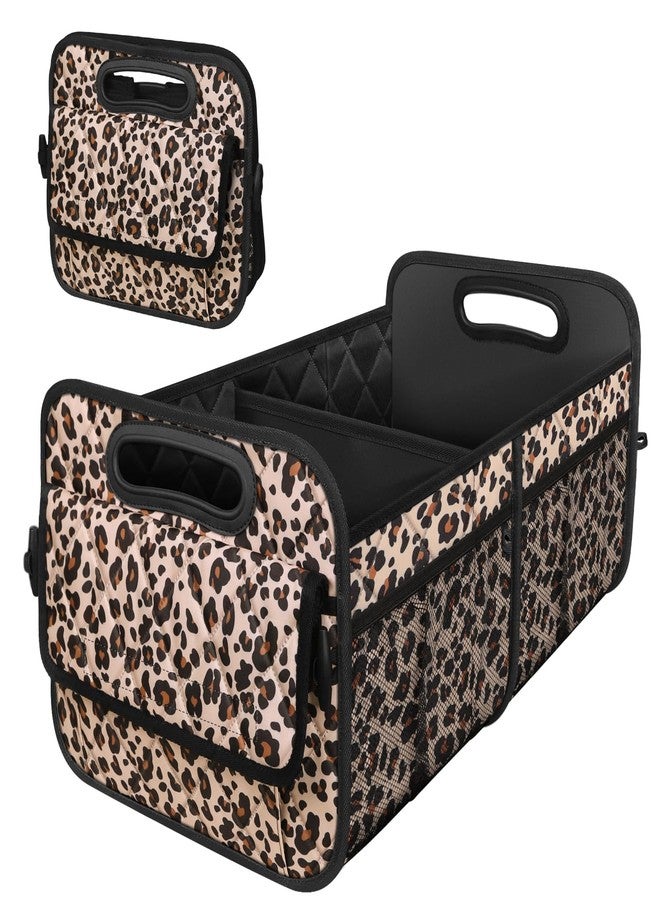 Deosk Car Trunk Organizer with 6 Big Pockets - 70L Waterproof Polyester Storage for SUVs, Minivans, Trucks - Car Accessory for Women and Men (Large, Leopard Print) - Image 1