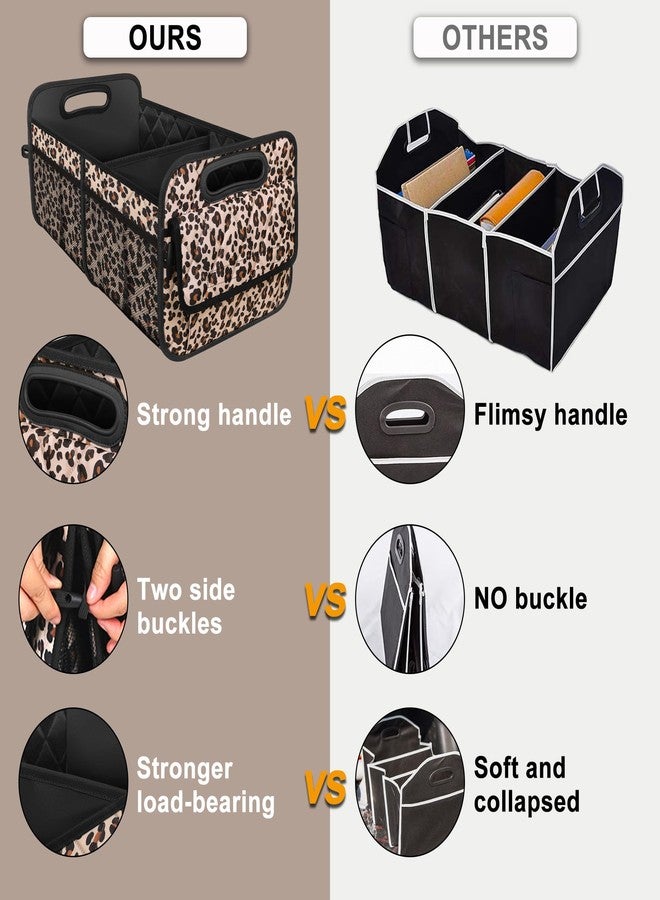 Deosk Car Trunk Organizer with 6 Big Pockets - 70L Waterproof Polyester Storage for SUVs, Minivans, Trucks - Car Accessory for Women and Men (Large, Leopard Print) - Image 2