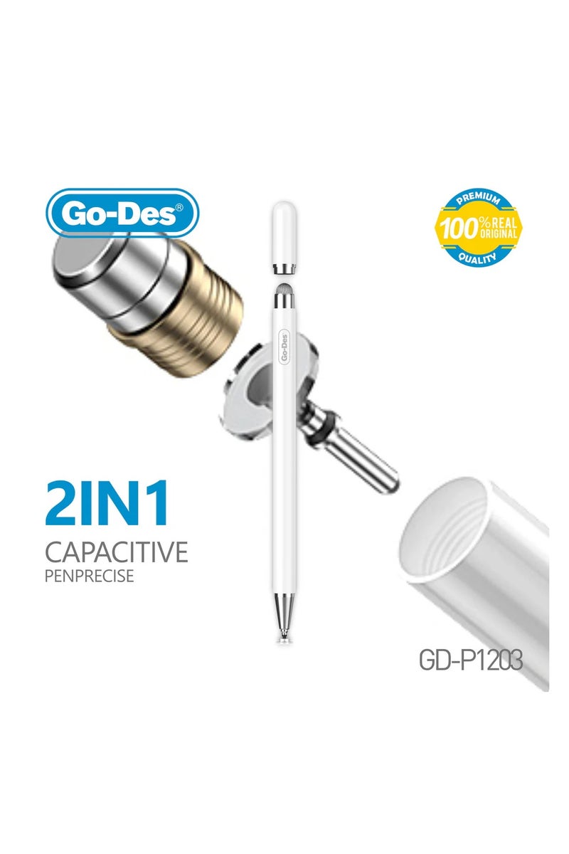 GO-DES 2-in-1 Universal Capacitive Stylus Pen Dual-Ended Magnetic Touchscreen Pencil with Extra Nib No Charging Required - Image 2