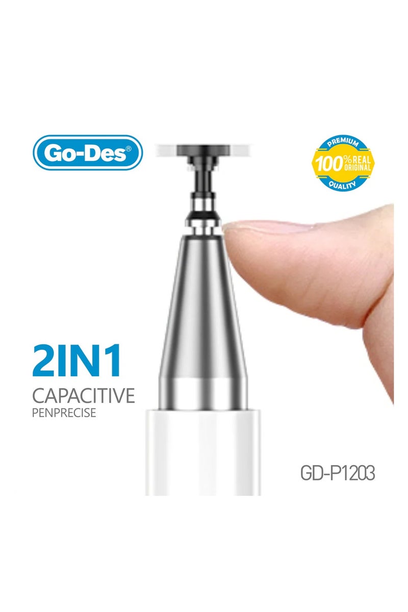 GO-DES 2-in-1 Universal Capacitive Stylus Pen Dual-Ended Magnetic Touchscreen Pencil with Extra Nib No Charging Required - Image 4