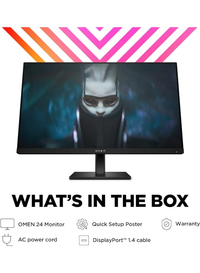 HP شاشة ألعاب OMEN 24، مقاس 23.8 بوصة، بدقة 1920 × 1080 (FHD)، IPS، مسطحة، 165 هرتز، 1 مللي ثانية، 300 شمعة في المتر المربع، FreeSync Premium، DisplayPort و2x HDMI 2.0، معتمدة من Eyesafe، 780D9AS - Image 3