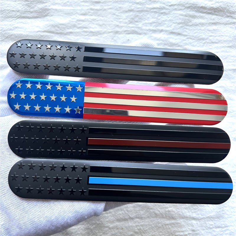 1pc Aluminum Alloy American Flag Car Emblem Blue Black For Body Trunk Tail Side Decorative Sticker - Image 1