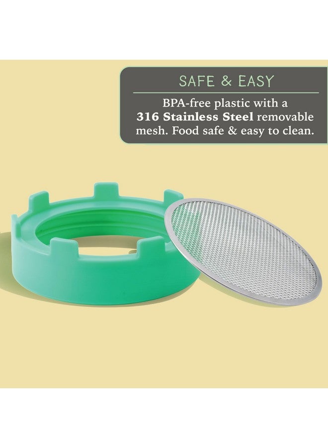 Elementi Sprouting Lids For Wide Mouth Mason Jars (Set Of 2), Sprouting Jar Kit For Organic Sprouts, Alfalfa & Mung Bean Sprouts Grow Kit, 316 Stainless Steel Mesh Screen Strainer Lid (Mint Green) - Image 3