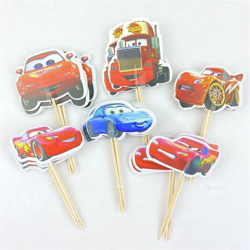 Kids Birthday Cake Topper Cars Theme Type a cars 24 pieces 