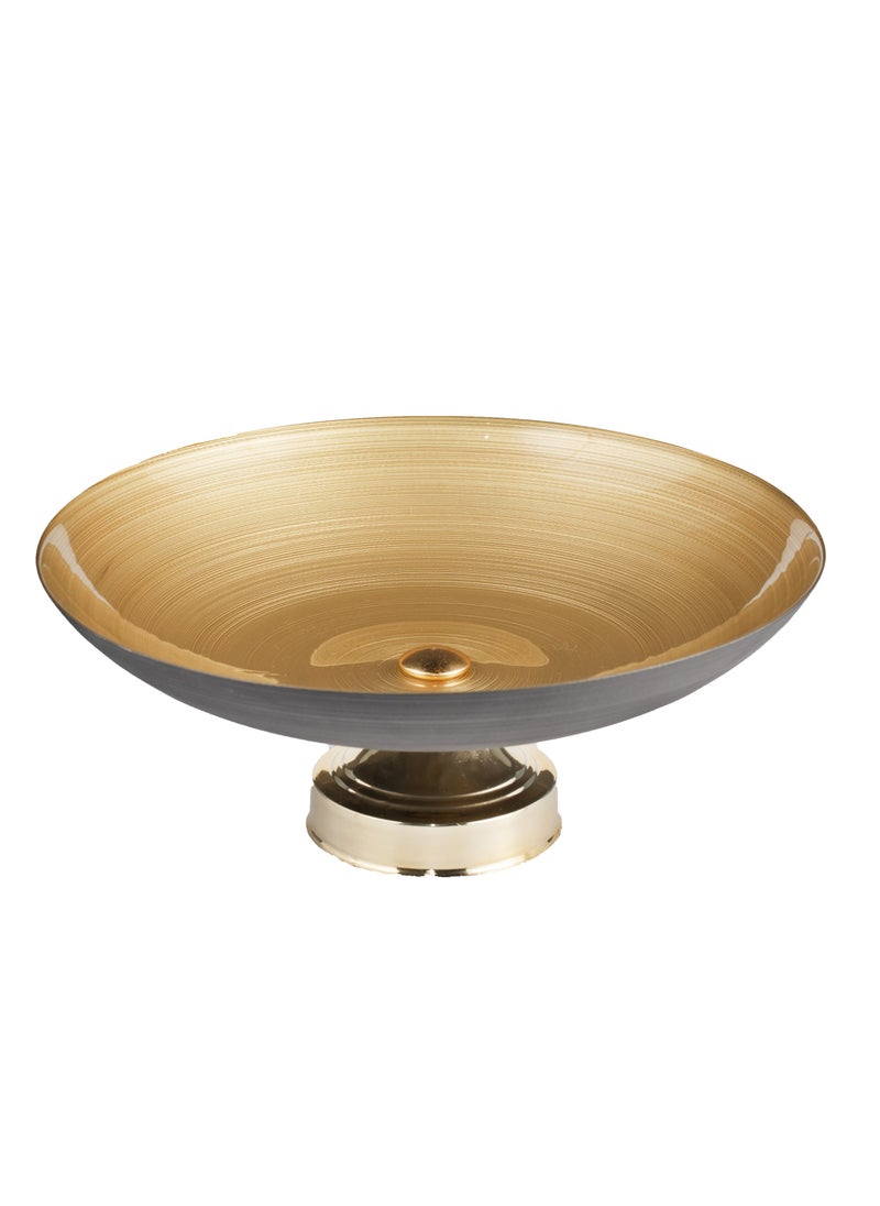 Hic Glass dessert serving dish with base 40 cm gold color 