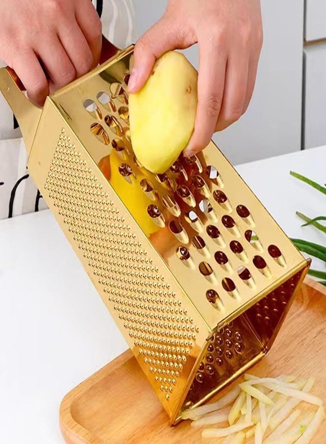 Eitonbu Multifunctional Stainless Steel Grater Slicer with Handle, Large 4 Sides Cutter for Ginger, Garlic, Cucumbers, Carrots, Cheese, Potato - Image 2