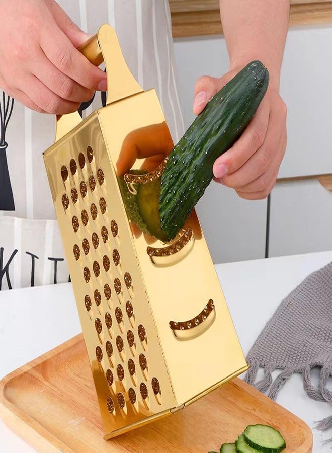 Eitonbu Multifunctional Stainless Steel Grater Slicer with Handle, Large 4 Sides Cutter for Ginger, Garlic, Cucumbers, Carrots, Cheese, Potato - Image 3