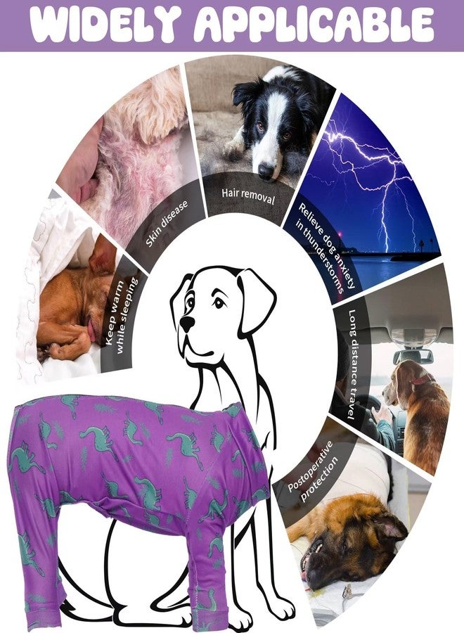 IDOMIK Dog Pajamas,Soft Dog Pjs Clothes with Zipper,Breathble Dog Shirts for Boys Girls,Dog Apparel Shirt Onesie,Dog Recovery Suit for Small Medium Large Dogs,Dog Anxiety Relief Onesies Purple,XL - Image 3