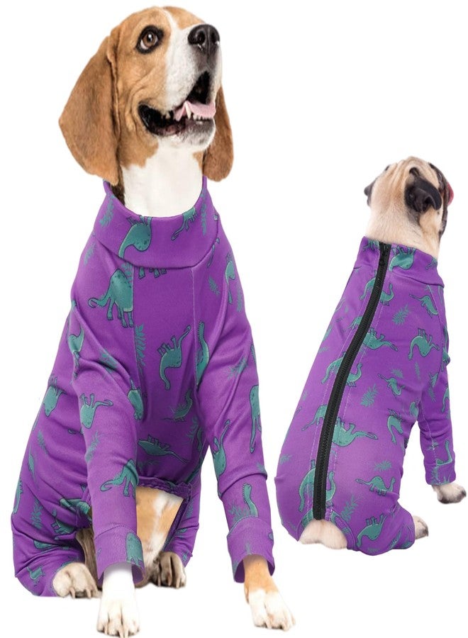 IDOMIK Dog Pajamas,Soft Dog Pjs Clothes with Zipper,Breathble Dog Shirts for Boys Girls,Dog Apparel Shirt Onesie,Dog Recovery Suit for Small Medium Large Dogs,Dog Anxiety Relief Onesies Purple,XL - Image 1