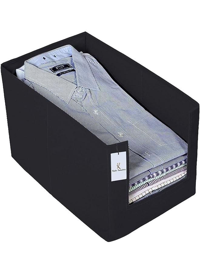 Kuber Industries Shirt Stackerbaby Clothes Organizerdrawer Closet Organizercloth Storage Box Black - Image 1