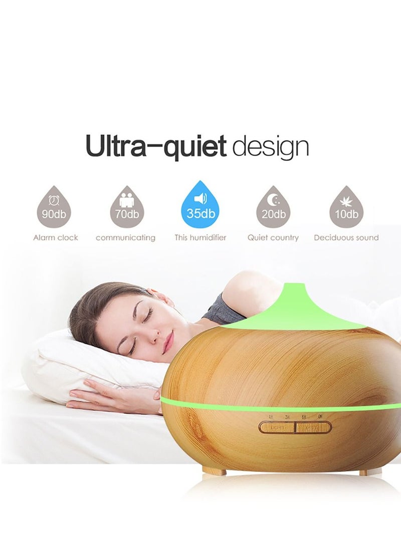 Mi VAZA - 500ML Aromatherapy Essential Oil Diffuser Wood Grain Remote Control Ultrasonic Air Humidifier Cool with 7 Color LED Light - Image 1