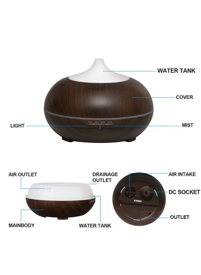 Mi VAZA - 500ML Aromatherapy Essential Oil Diffuser Wood Grain Remote Control Ultrasonic Air Humidifier Cool with 7 Color LED Light - Image 1