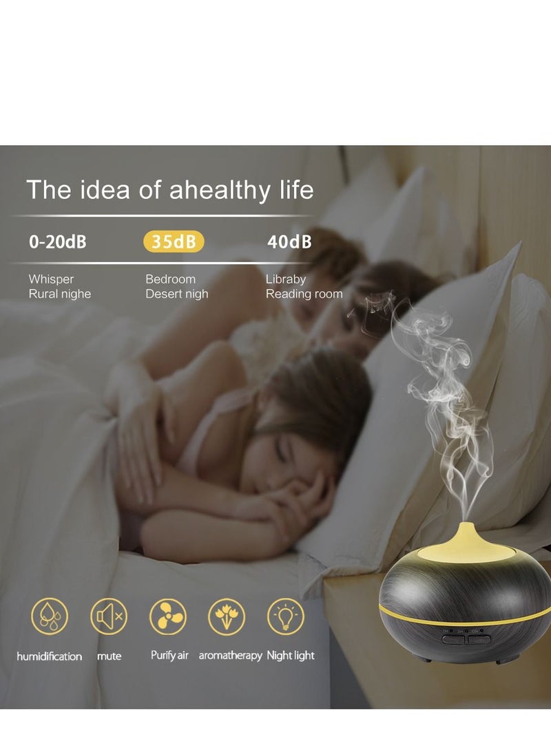 Mi VAZA - 500ML Aromatherapy Essential Oil Diffuser Wood Grain Remote Control Ultrasonic Air Humidifier Cool with 7 Color LED Light - Image 1