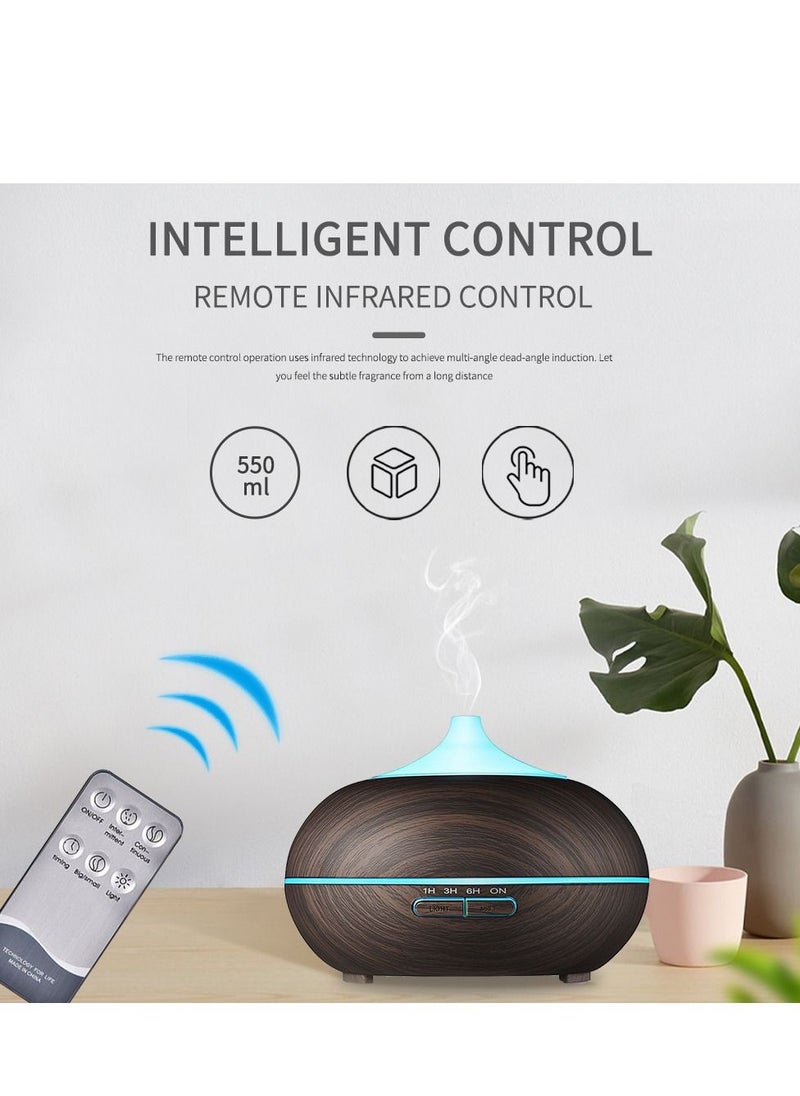 Mi VAZA - 500ML Aromatherapy Essential Oil Diffuser Wood Grain Remote Control Ultrasonic Air Humidifier Cool with 7 Color LED Light - Image 1