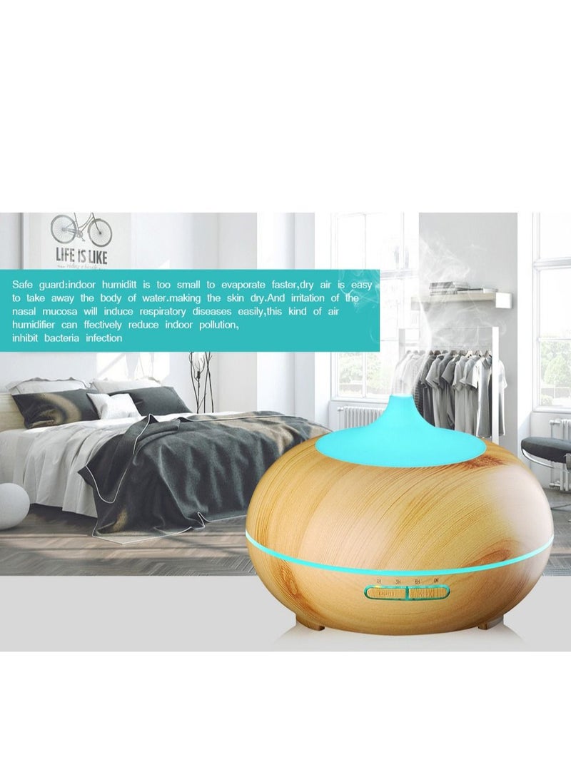 Mi VAZA - 500ML Aromatherapy Essential Oil Diffuser Wood Grain Remote Control Ultrasonic Air Humidifier Cool with 7 Color LED Light - Image 1