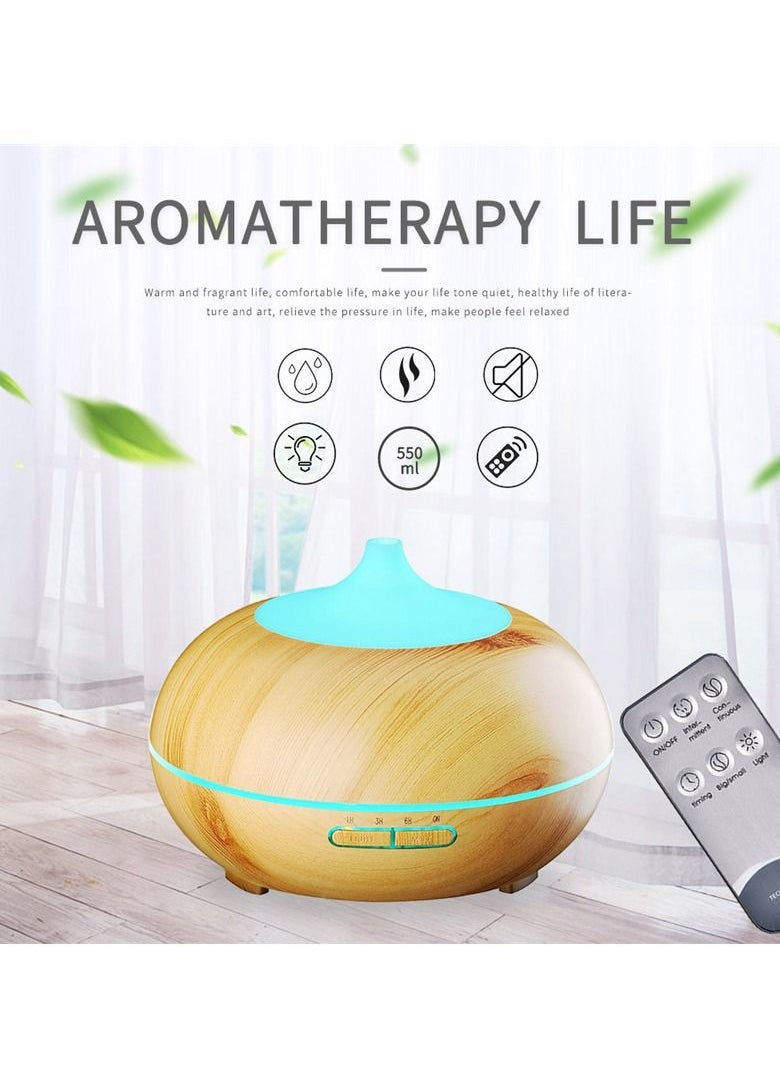 Mi VAZA - 500ML Aromatherapy Essential Oil Diffuser Wood Grain Remote Control Ultrasonic Air Humidifier Cool with 7 Color LED Light - Image 1