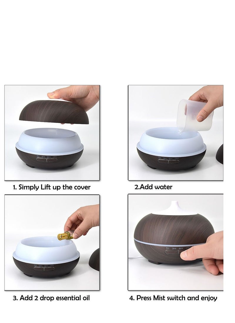 Mi VAZA - 500ML Aromatherapy Essential Oil Diffuser Wood Grain Remote Control Ultrasonic Air Humidifier Cool with 7 Color LED Light - Image 1