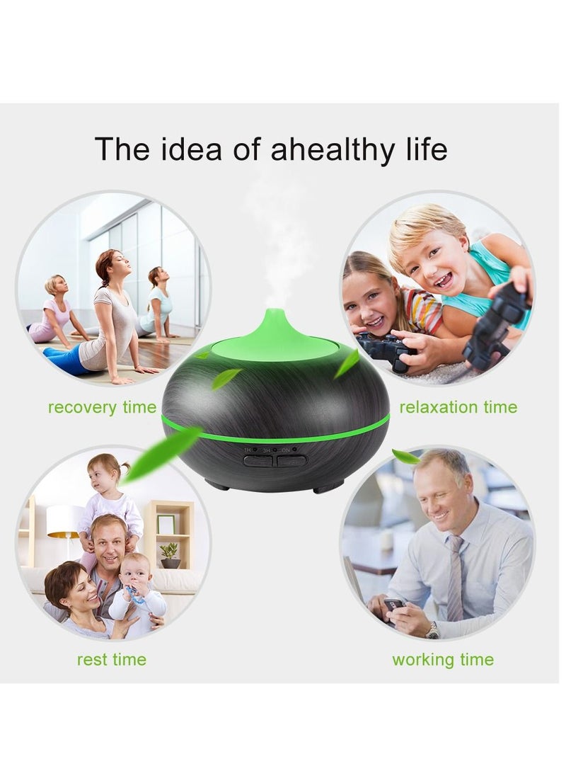 Mi VAZA - 500ML Aromatherapy Essential Oil Diffuser Wood Grain Remote Control Ultrasonic Air Humidifier Cool with 7 Color LED Light - Image 1