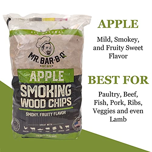 Mr. Bar-B-Q Apple Wood Smoker Chips, Wood Chips for Smokers, Alternative for Charcoal Briquettes Can be Use on Gas, Charcoal Grills, 100% Natural Apple Flavor for Grilling BBQ, Camping (1.8 Lb Bag) - Image 4