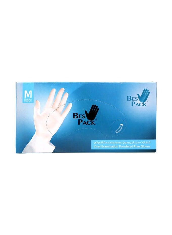 Disposable vinyl gloves, safe, flexible, and powder-free, size M, 80 gloves