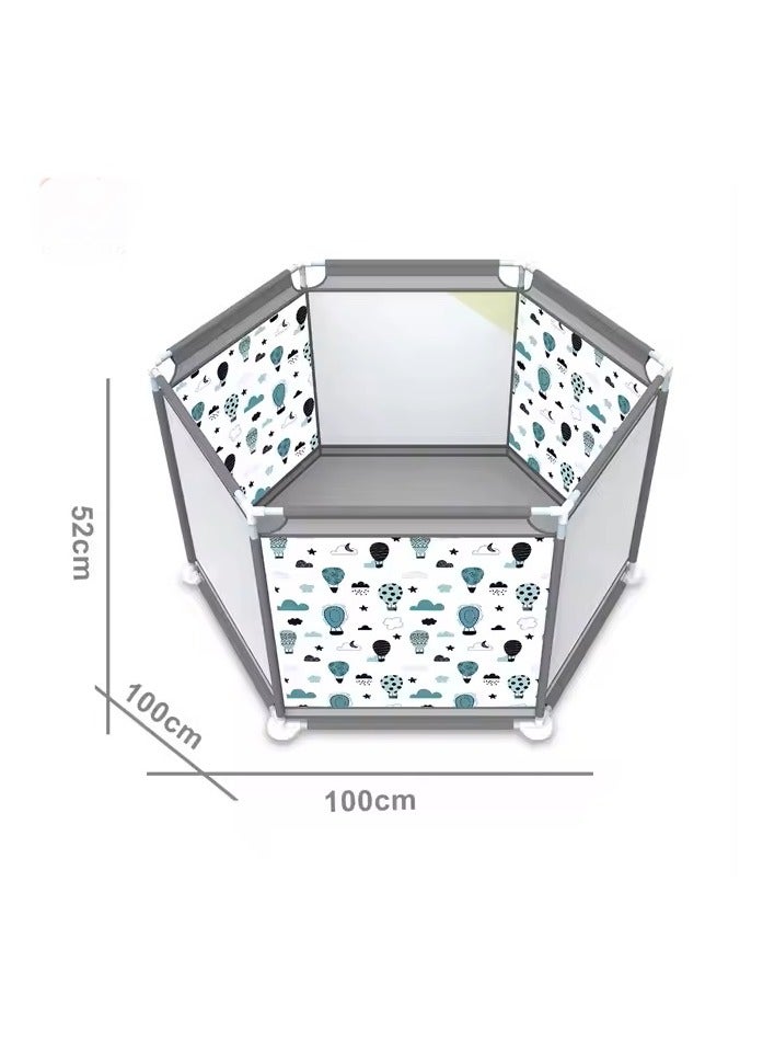 واي نوت قفص لعب للأطفال قابل للطي بشكل سداسي – مساحة لعب آمنة مع قماش أكسفورد وشبك تهوية – مناسب للاستخدام الداخلي والخارجي – رمادي – 100 × 100 × 59 سم - Image 3