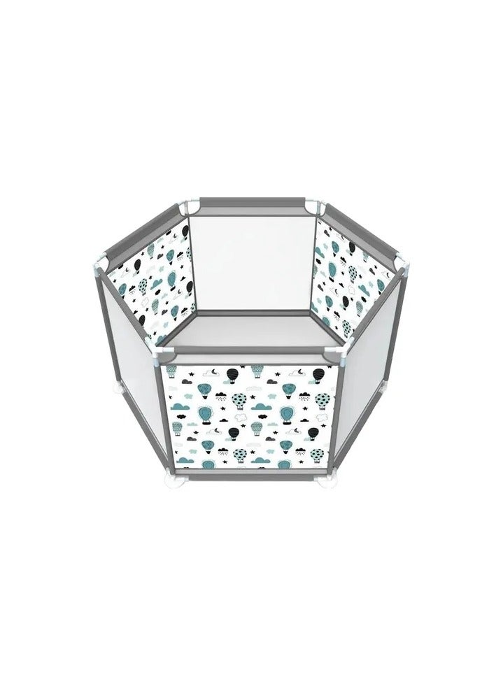 واي نوت قفص لعب للأطفال قابل للطي بشكل سداسي – مساحة لعب آمنة مع قماش أكسفورد وشبك تهوية – مناسب للاستخدام الداخلي والخارجي – رمادي – 100 × 100 × 59 سم - Image 2