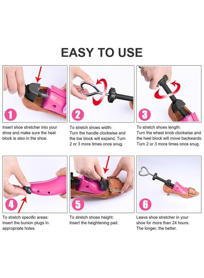 cyrico Shoe Stretcher Women 4-way Shoe Expander Widener Shoe Tree Shape for Wide Feet, Rose for Shoes Size Us 5.5-10, US Size 5.5-10 - Image 5