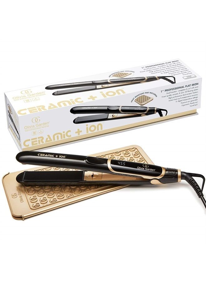 Olivia Garden Ceramic + Ion High Performance Professional Flat Iron, Black/Gold (CIFL1) - Image 1