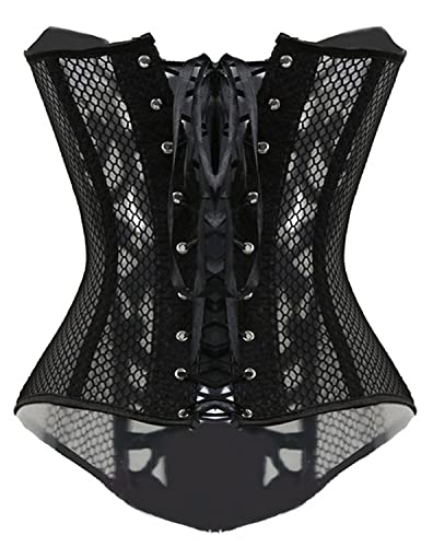 EverLove Corset Satin Overbust Lace up Busiter Shapewear Outfit Black Large - Image 2