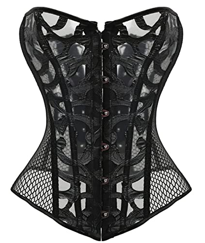 EverLove Corset Satin Overbust Lace up Busiter Shapewear Outfit Black Large - Image 1