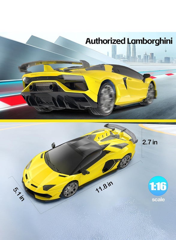 gearbox Kool Speed 1:24 R/C Lamborghini Aventador Svj Roadster Remote Control Sports Car Toys For Kids  3 Years+ (Yellow) - Image 4