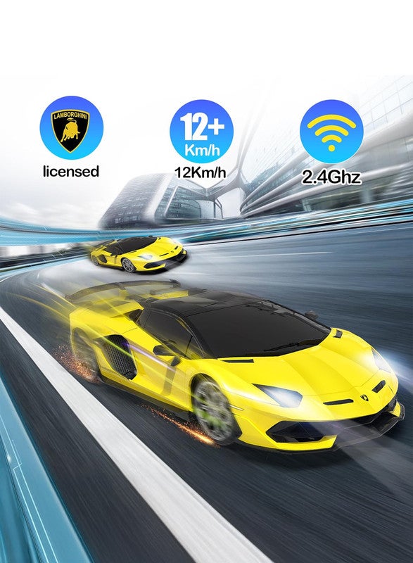 gearbox Kool Speed 1:24 R/C Lamborghini Aventador Svj Roadster Remote Control Sports Car Toys For Kids  3 Years+ (Yellow) - Image 2