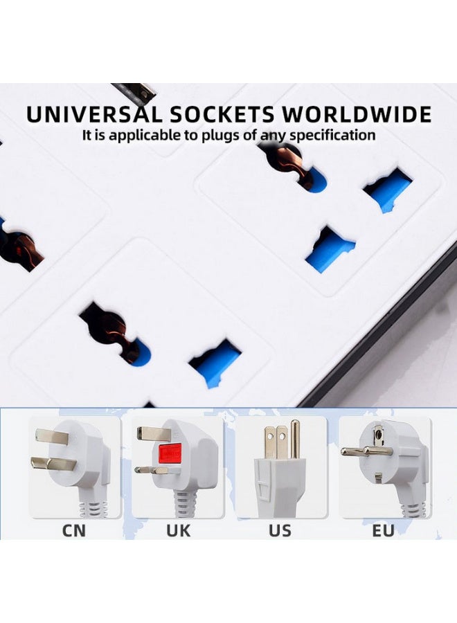 eCares® Universal Power Strip, 6-Gang Extension Lead with USB & Type-C, 5M Heavy Duty Power Strip, UK 3-Pin Plug (Type-G) with 13A Fuse, 3 USB Ports + 1 USB-C, 1800W 10A, Master Switch, Multi Socket Extension for Home, Office, Laptop, TV,  Black - Image 5