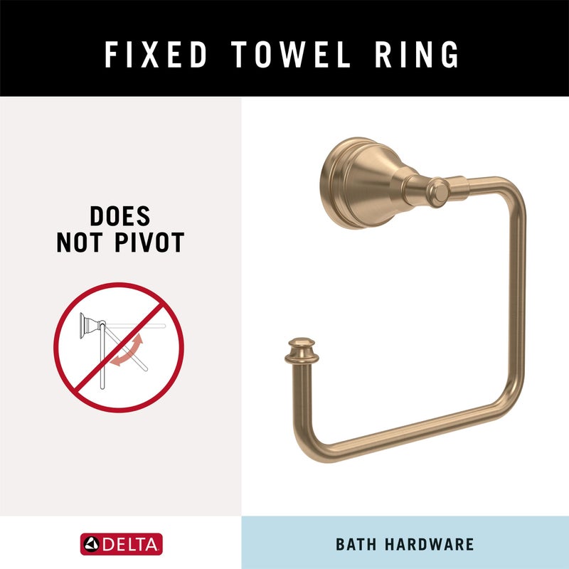 Delta Mylan (1-Pack) Hand Towel Holder Champagne Bronze Towel Racks for Bathroom Wall Square Towel Ring Holder for Bath Towel Hanger for Kitchen, Bathroom Accessories MYN46-CZ - Image 3