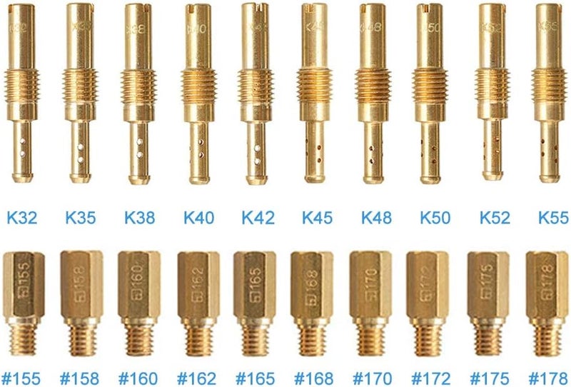 Apeixoto 20 Pcs Carburetor Jets Kit with Main and Slow Jets for Keihin OKO KOSO PE PWK Carburetors - Image 1