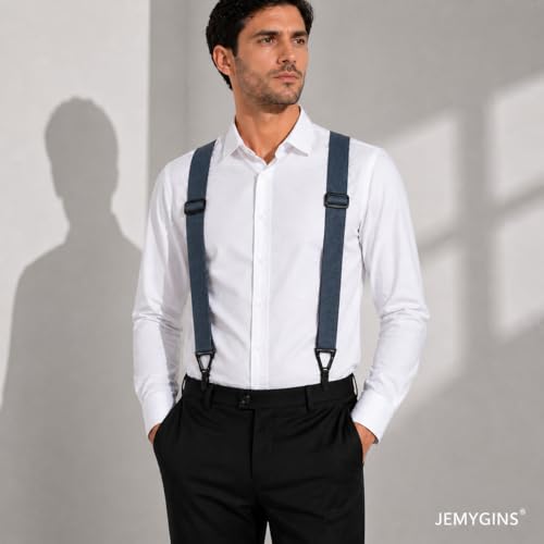JEMYGINS Hidden Grey Suspenders for Men Under Clothes with 3 Snap Loop (1.5" Wide) (10) - Image 5