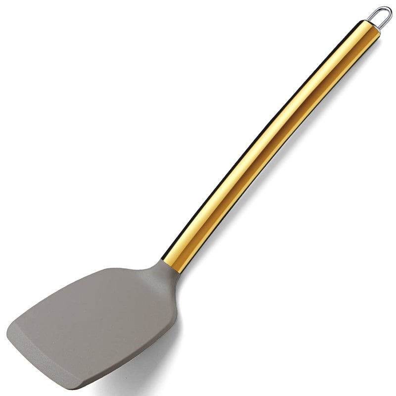 Berglander Nonstick Silicone Solid Turner Titanium Gold Plating handle Barbecue Spatula for Cooking Dishwasher Safe Easy to Clean