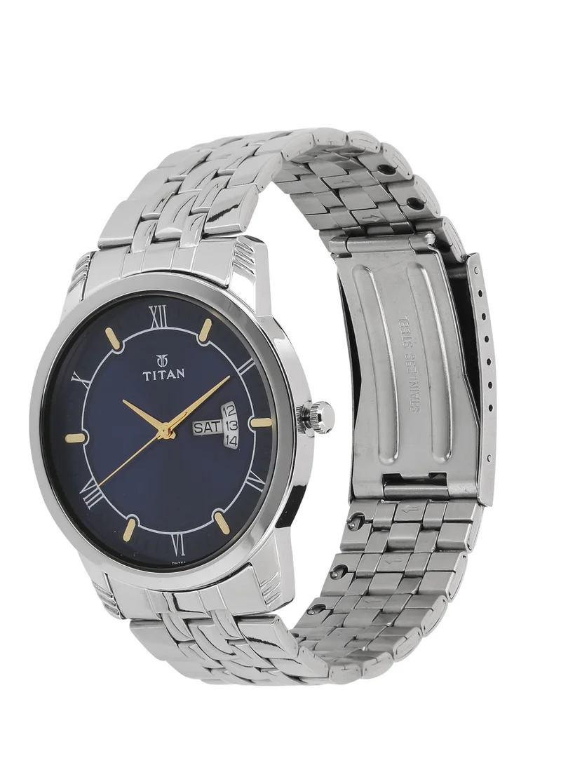 تيتان Titan Analog with Day and Date Blue Dial Stainless Steel Strap watch for Men