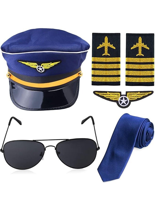 الضفدع الحقيقي قبعة كابتن البحارة مع شارة نظارات شمسية طيار للبالغين والمراهقين، لوازم تنكرية لحفلات الهالوين، زي طيار - Image 2